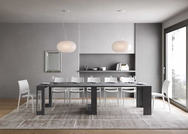 Konsol utbyggbar - ITAMOBY - Evolve - Antracit Spatulé - 90→302 cm - Melaminpaneler Anthracit Spatel