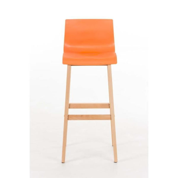 -CLP-Barstol Hover Plasticsäte med Träställning Natur-Array orange