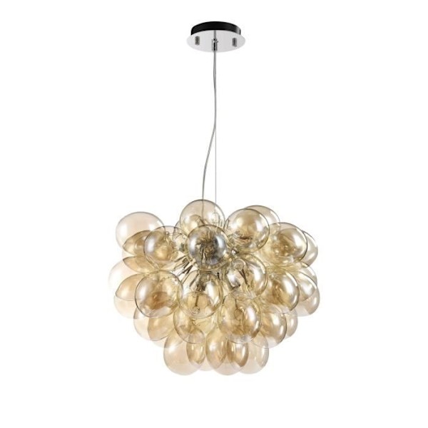 Modern taklampa - Maytoni - Krommetall - Bärnstensfärgad glas - 8 G9 28W LED-lampor