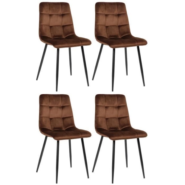 Set av fyra matsalsstolar Tilde - CLP - Brun-velour - Samtida - Design - Inomhus kastanj