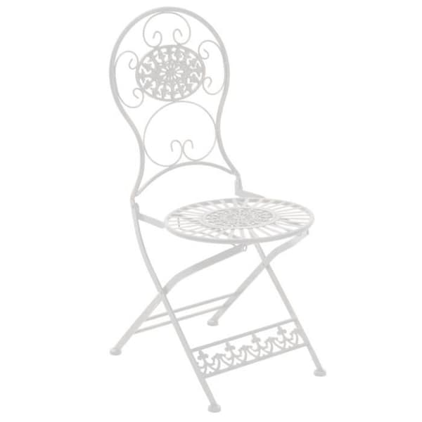 Set med 2 Fällbara Trädgårdsstolar i Smidesjärn - Vit - Modern Stil - För 2 personer Vit