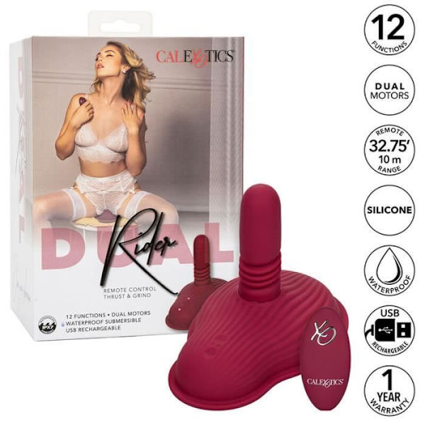 CALEXOTICS - RIDER MASSAGER DUBBLA MOTOR FJÄRRKONTROLL RÖD -
