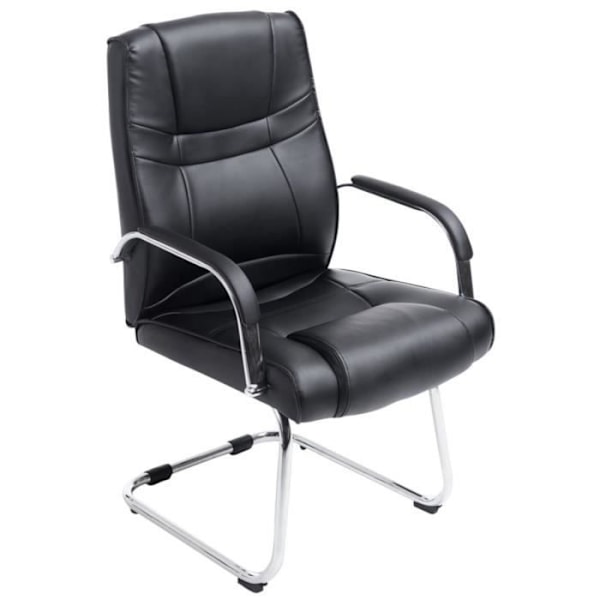 Chaises Cantilever Attila - CLP - Set om 2 - Konstläder - Skidor i kromat metall - Svart Svart