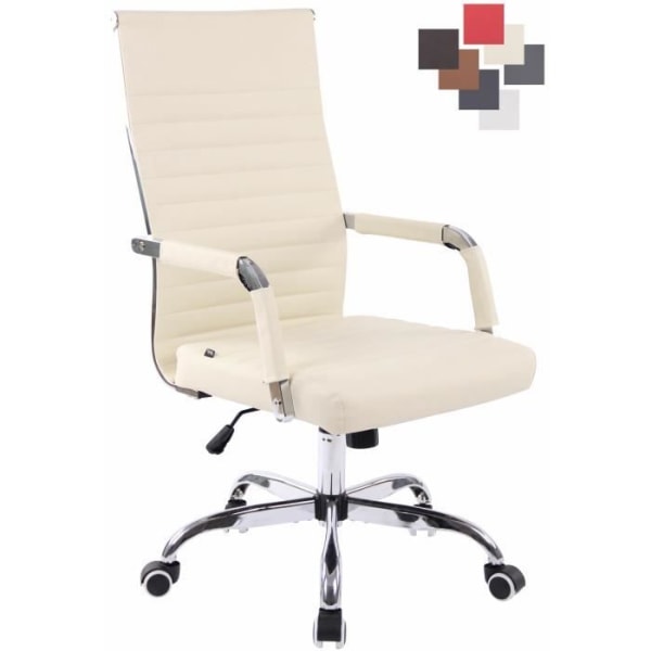 Amadora Kontorsstol i konstläder med hjul - Beige - CLP - Ergonomisk höjdjusterbar Beige