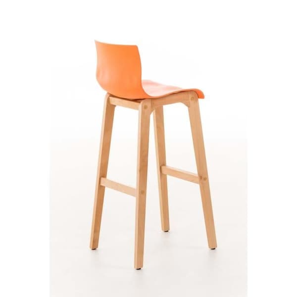 -CLP-Barstol Hover Plasticsäte med Träställning Natur-Array orange