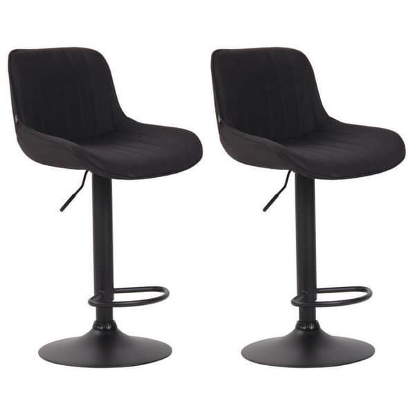 -CLP-Lot de 2 Barstolar Lentini i Tyg, Metallfot i Trumpetsform-Array svart