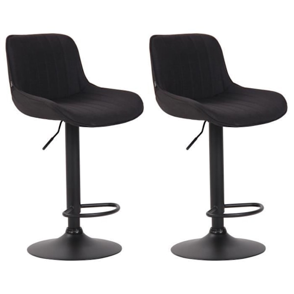Set med 2 Lentini barstolar - CLP - Tyg - Metallbas - Justerbar höjd - Svart Svart