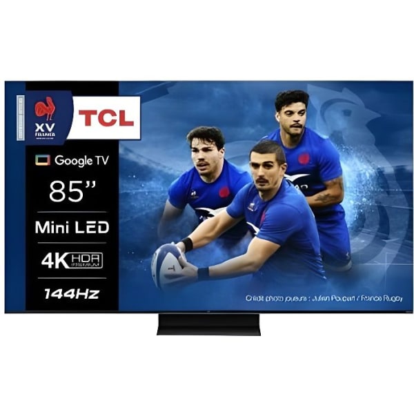 QLED TV Mini LED TCL 85C805 215 cm 4K UHD Google TV Borstad aluminium