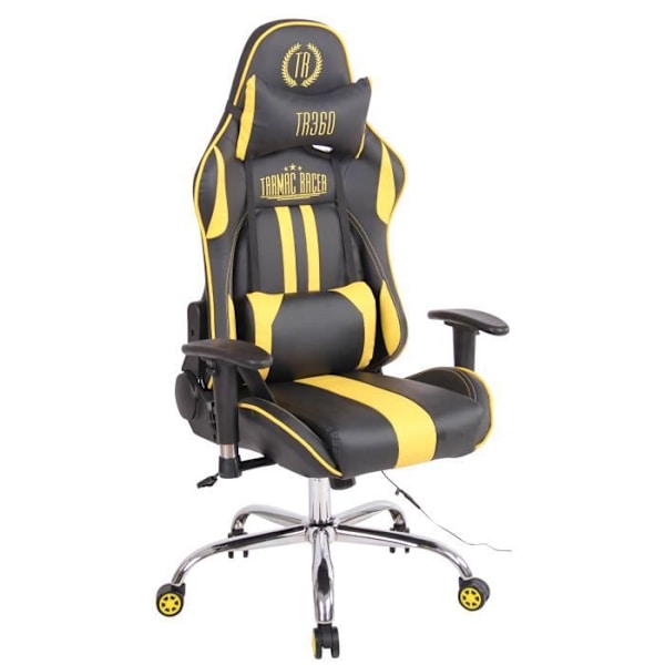 Limit XM Kontorsstol i konstläder - Svart - Gul - Ergonomiska och massagefunktioner Svart gul