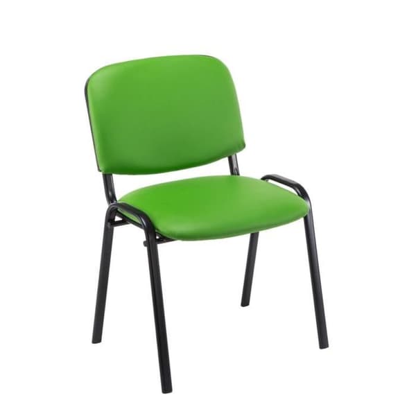 -CLP-Set med 4 stapelbara besöksstolar Ken i konstläder med svart benställning-Array grön