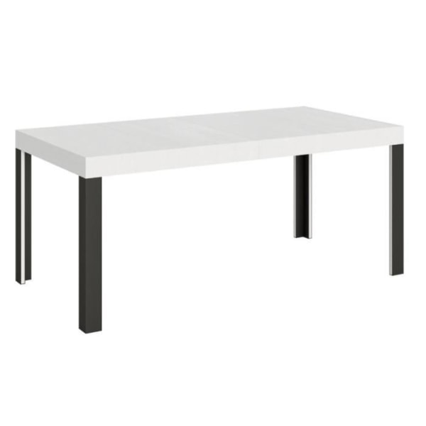Utdragbart bord 6 till 12 platser L 160 till 264 cm vita och mörkgrå metallben Liva