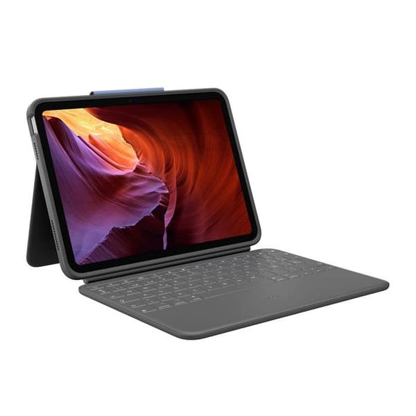 Logitech Rugged Folio Protective Keyboard Case för iPad (10:e generationen) - Svart - Anti-chock - Smart Connector Grafit