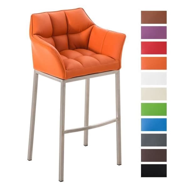 DAMASO E barpall - CLP - 4 stålben - Kvalitets PU-överdrag orange