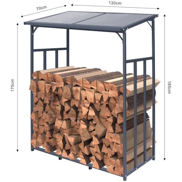 Ruston vedskydd i galvaniserat stål - CLP - Rektangulär - Antracit - 130x185x185cm Antracit