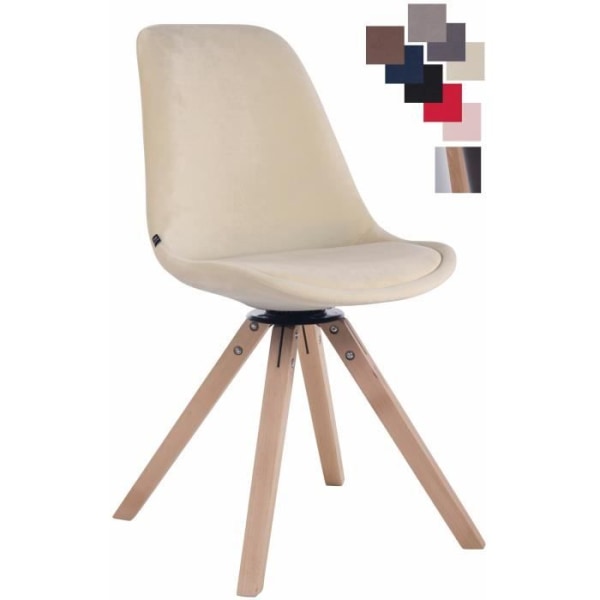 TROYES Retro Design Matsalsstol i sammet - CLP - Vridbar sits - Fyrkantigt trä Beige