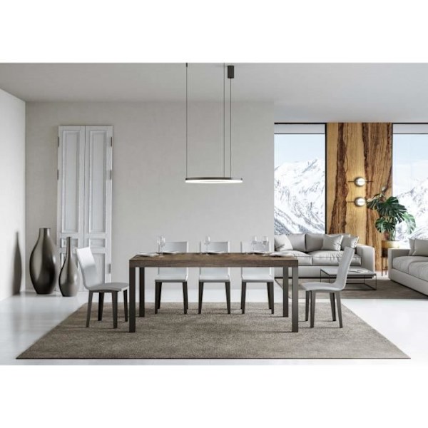 Utdragbar vardagsbord valnötsskiva 90x160 Lång 420 antracit ram