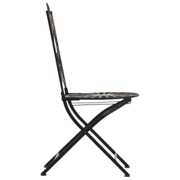 Set med 2 Indra hopfällbara trädgårdsstolar i smidesjärn med sitthöjd 48 cm, brons Brons