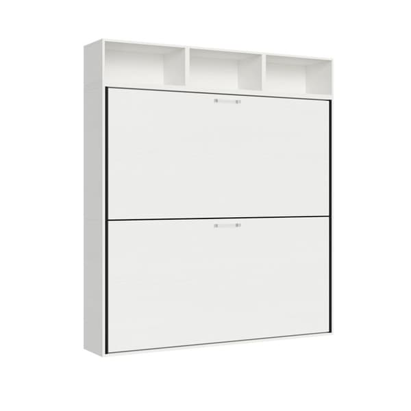 Fällbar säng - Kando - Dubbelsäng - Vit ask - Säkerhetsmekanism - Modern design Vit Ask
