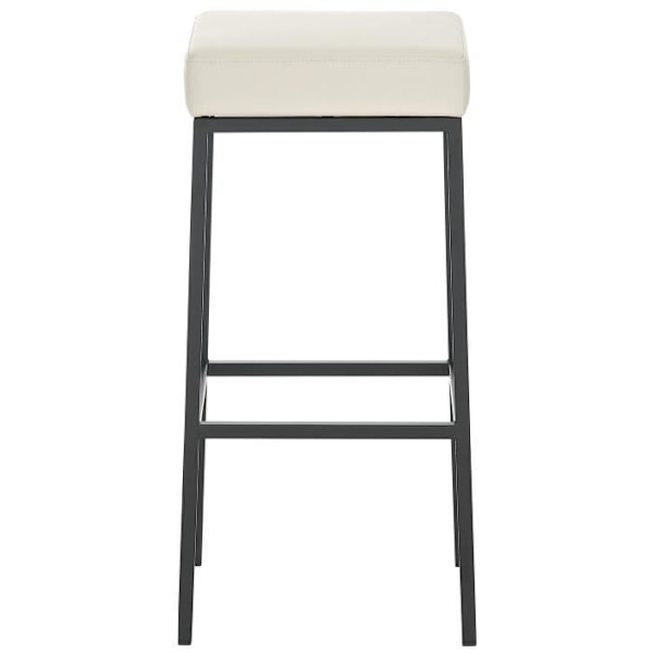 Barstol - Montréal - Konstläder - Set om 2 - Kräm-Svart - Höjd 80 cm Gräddsvart