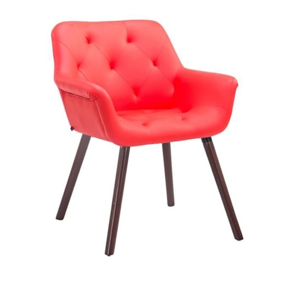 Besöksstol - CLP - Cassidy - Röd-valnöt konstläder - Modern design - 1 sits Röd-valnöt
