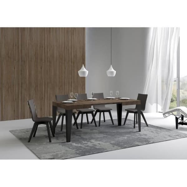 Utdragbart bord - Flame - Valnöt - Antracit ram - 80x120/204 cm Valnöt