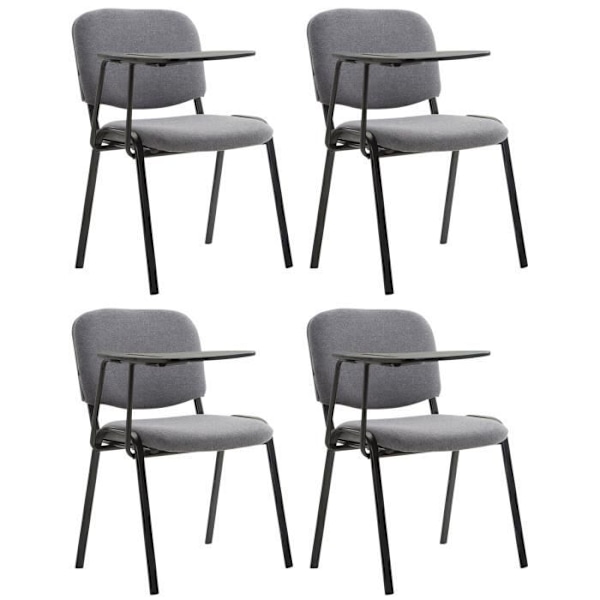 -CLP-Set av 4 Ken-stolar i tyg med nedfällbart bord-Array grå