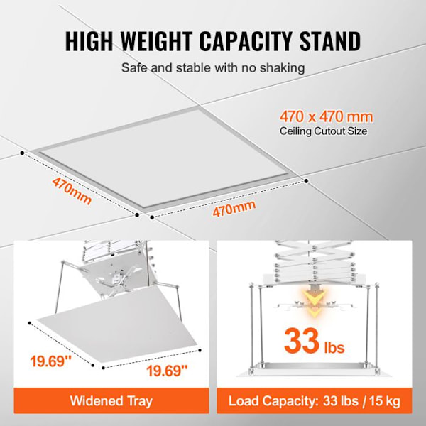 Takfäste för projektor med justerbar höjd på 1,5 m-VEVOR-för filmer, hem, kontor, scen, studio-vit