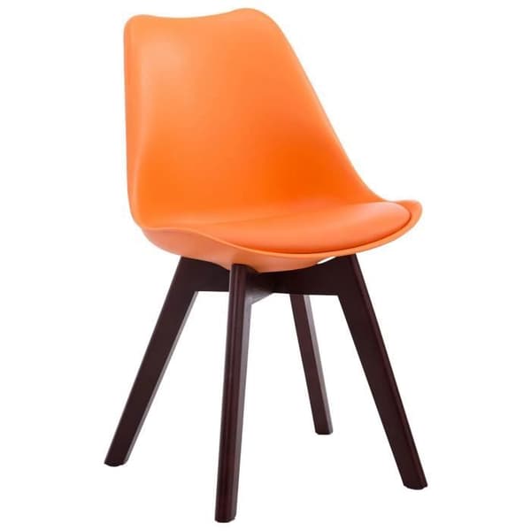 Sats med 4 Stolar - CLP - Borneo V2 - Konstläder - Orange - Träben orange