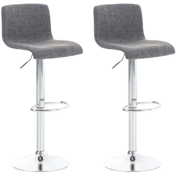 -CLP-Lot 2 barstolar Hover tyg höjdjusterbar Metallfot förkromad-Array ljusgrått