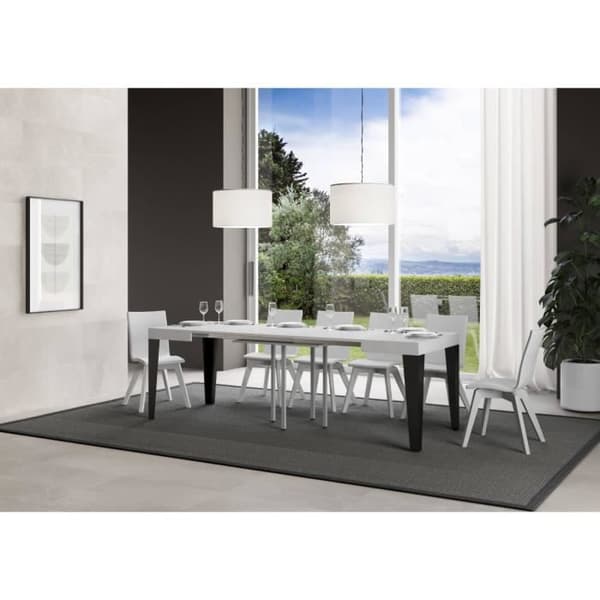 Tavolo allungabile Flame Utdragbart bord Vit askskiva 90x90 Långsträckt 246 antracitram Vit