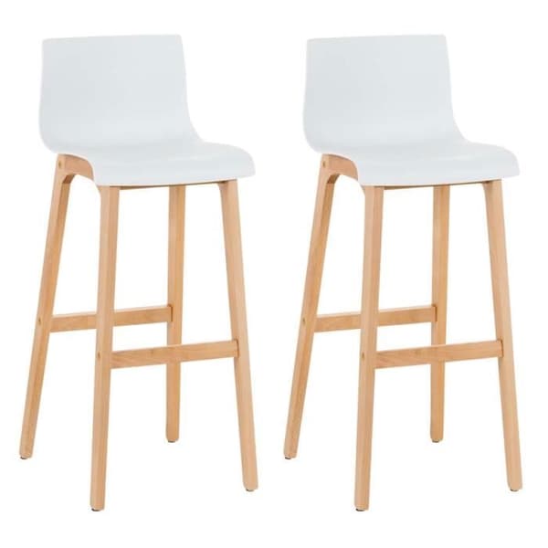-CLP-Set med 2 barstolar Hover i plast med fyra ben i Natura-Array Vit