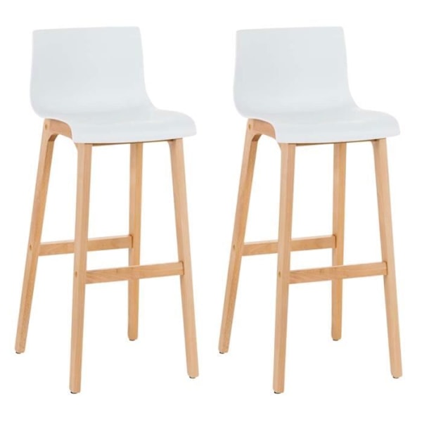 -CLP-Set med 2 barstolar Hover plast sits Ben natur-Array Vit