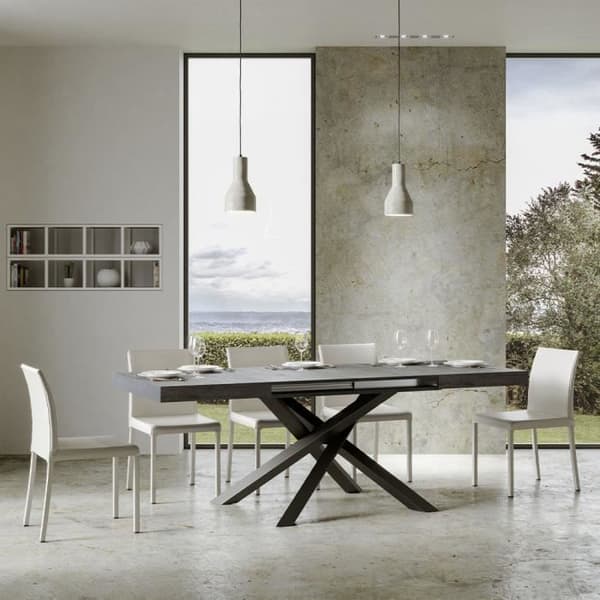 Grått utdragbart matbord - Volantis Betong - 90x130-234cm