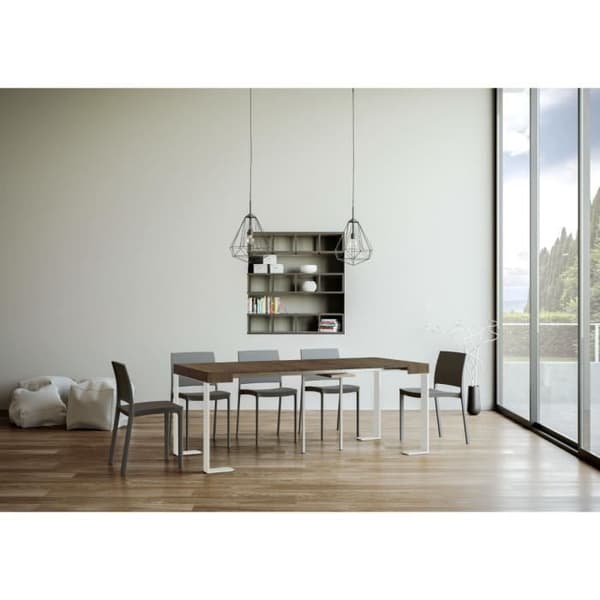 Väggkonsol Utdragbar konsol 90x40/196 cm Tecno Small Walnut White ram Grå