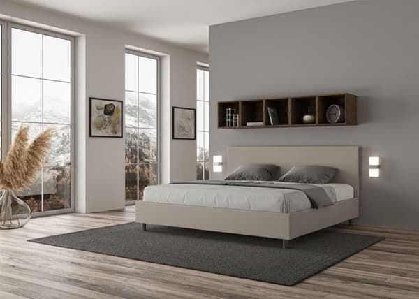 King size säng - Ityhome - Adele - Simil läder taupe - 200x210 cm - Sängbotten ingår mol