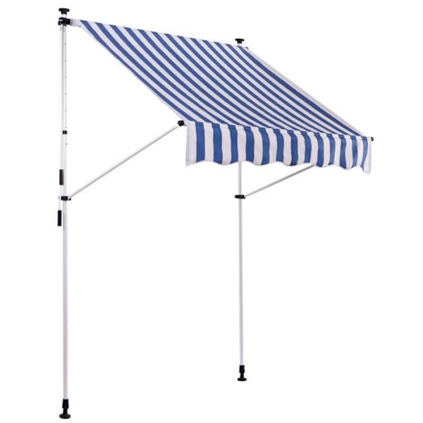 Westerly Clamp Markisgardin - CLP - Vit/Blå - 350x120 cm - Vattenavvisande och Anti-UV Canvas Vit blå