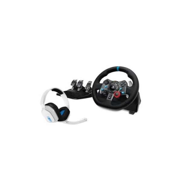 Pack Logitech Racing ratt och pedalbräda G29 Driving Force för PS5 PS4 PC Mac Svart + Astro A10 V2 Gen 1 Vitt spelheadset