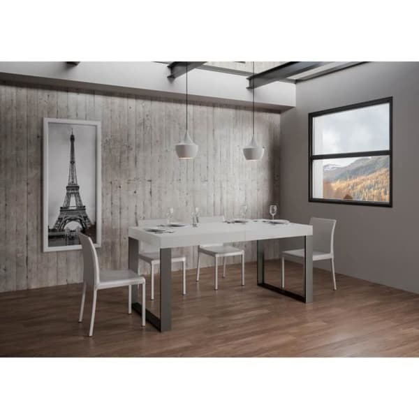 Utdragbart bord - Tecno Premium - 90x180/284 cm - Vit ask - antracit Vit