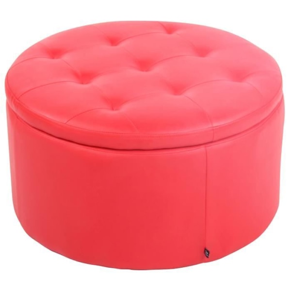 Puff - Evora bröstpall - CLP - Röd - Imiterat läder - Chesterfield design Röd