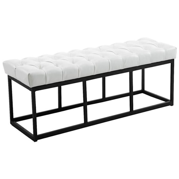 Bänk - CLP - Amun B - Imiterat läder - Vit - 150 cm Vit