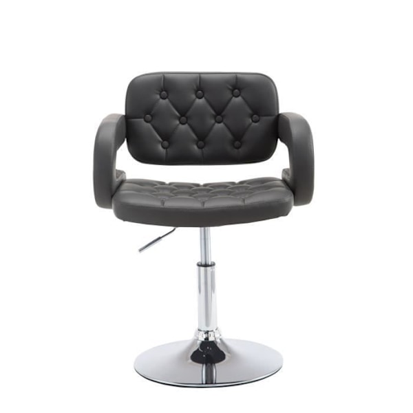 Dublin Faux Leather Lounge Chair - Sockel med central pelare i krommetall - Grå Grå
