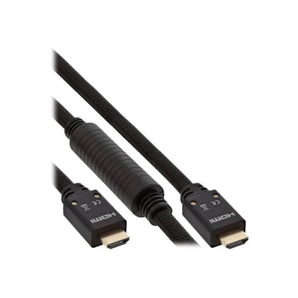 InLine HDMI med HDMI (M) till HDMI (M) Ethernet-kabel 25 m trippeltvinnat par skärmad formgjuten svart, 4K-stöd, aktiv