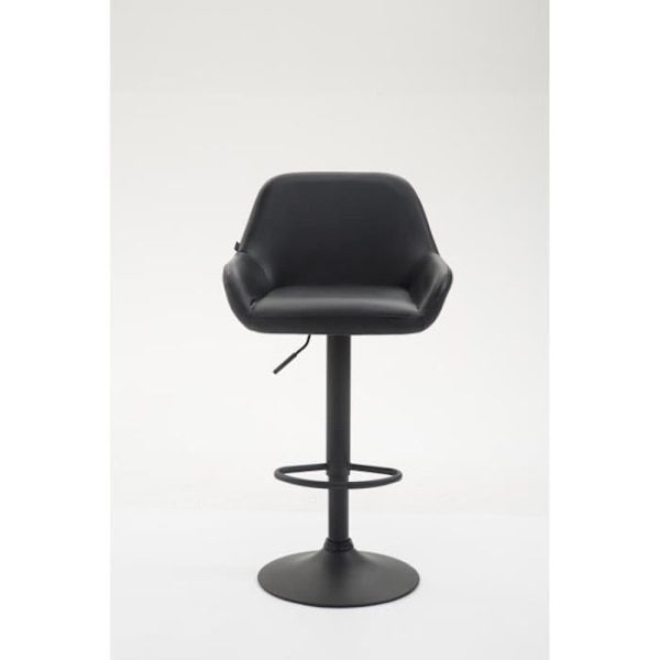 Barstol - MAGNIEU - Svart syntetiskt läder - Justerbar i höjdled - Med armstöd - Chic elegans Svart