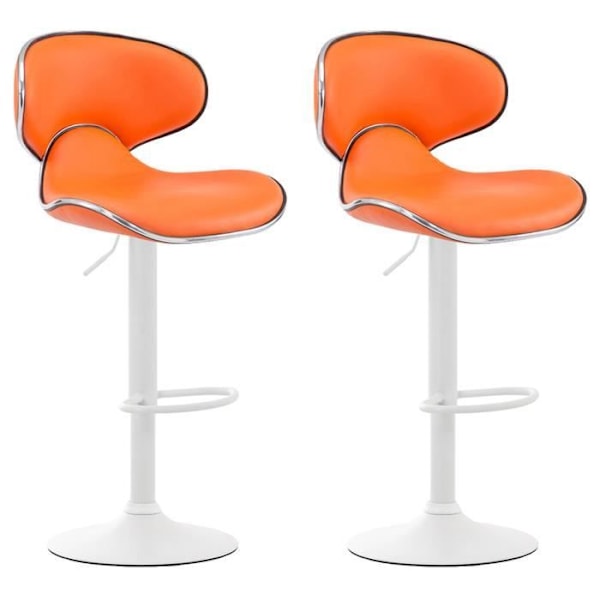 Barstol - Las Vegas V2 - Syntetisk läder - Orange-Vit - Höjdjusterbar - 2-pack Orange-Vit