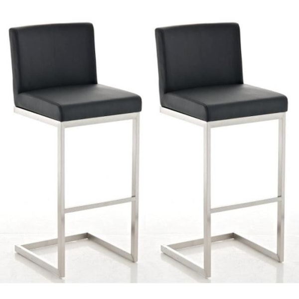 Set med 2 Paros barstolar i konstläder - CLP - Svart - Modern design - Kök Svart