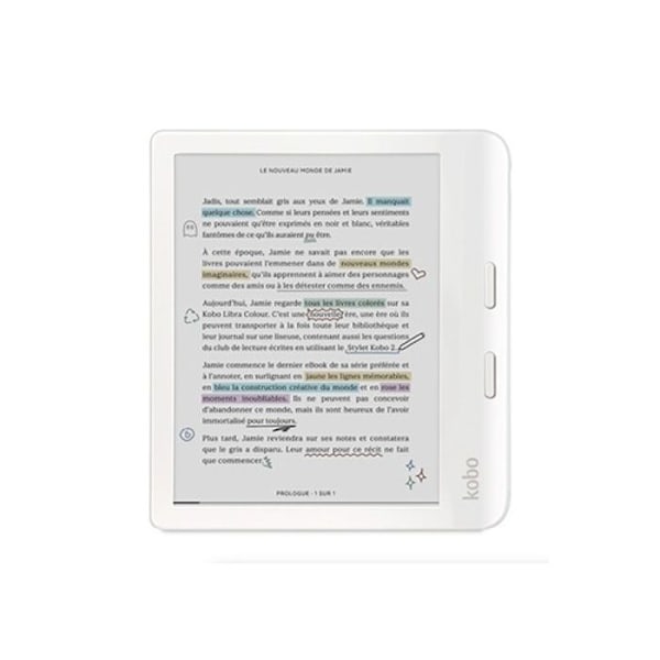 eReader - Kobo - Libra Colour - Färgskärm E Ink Kaleido 3 - Vattentålig - Mörkt läge Vit