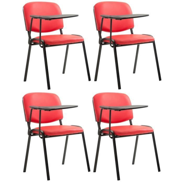 -CLP-Set med 4 Ken-stolar i konstläder med fällbart bord-Array Röd
