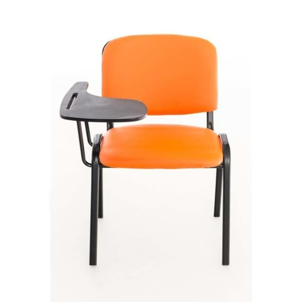 -CLP-Set med 4 Ken-stolar i konstläder med fällbart bord-Array orange
