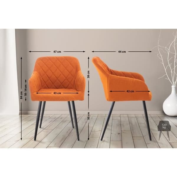 -CLP-Set med 2 Shila matsalsstolar med svart metallunderrede-Array orange