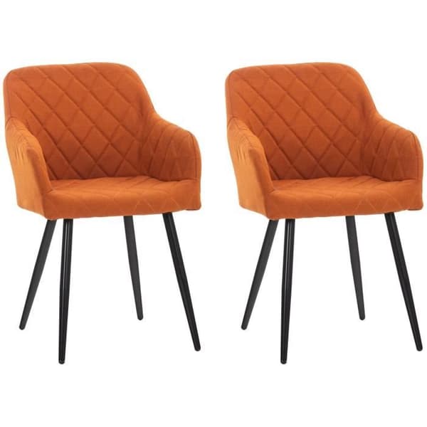 -CLP-Set med 2 Shila matsalsstolar med svart metallunderrede-Array orange